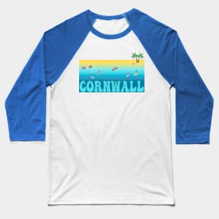 Cornwall Paddle board Isometric Beach Scene Baseball T-Shirt